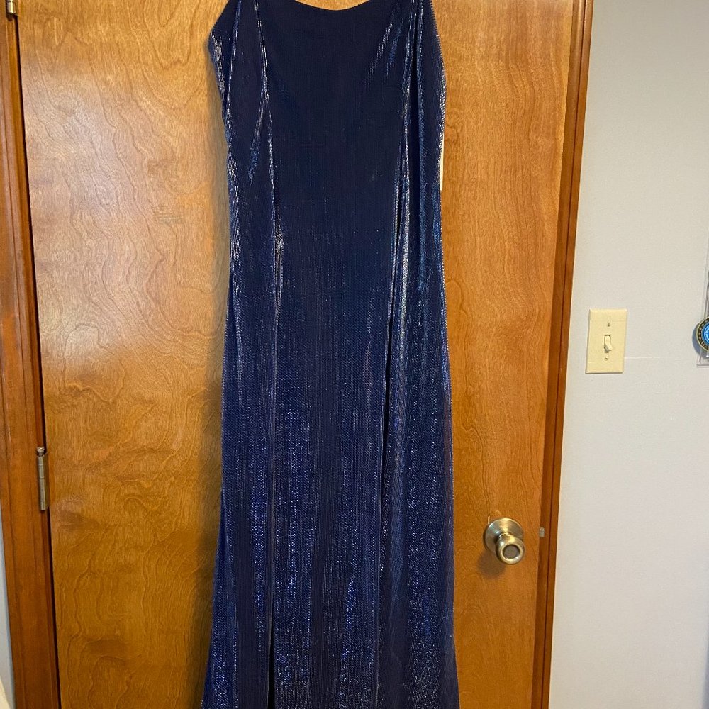 Jessica McClintock Navy Shimmer Evening Gown